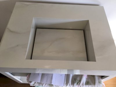 Bancada e pia esculpida em porcelanato Portobello