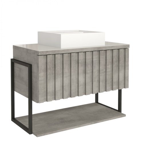 Gabinete para Banheiro com Cuba 65cm MDF Helsing MGM Móveis Cimento