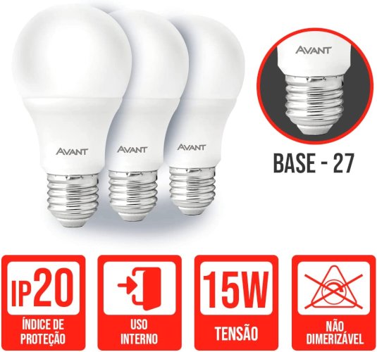 KIT COM 3 LÂMPADAS LED BIVOLT - AVANT